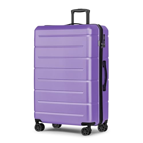 Large Suitcases with Wheels Hardshell 28 Inch Luggage TSA Approved Big Checked Luggage Durable Travel Rolling Suitcase for Women Lt Purple (Lt Purple / Checked-Large 28-Inch)