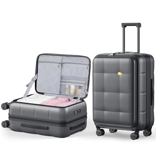 24 Inch Expandable Checked Luggage Hard Shell Suitcase (24 inch / Charcoal Grey)
