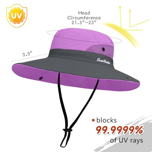 Women's Ponytail Safari Sun Hat (6 3/4-6 7/8 / 1-purple)
