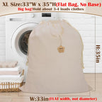Cotton Canvas Laundry Bag with Handles & Drawstring (Natural / XL 33"W x 35"H┃1 Pack)