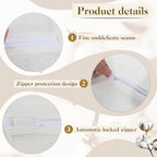5 Piece Organic Cotton Laundry Bags with Zipper and Hanging Loop (White)