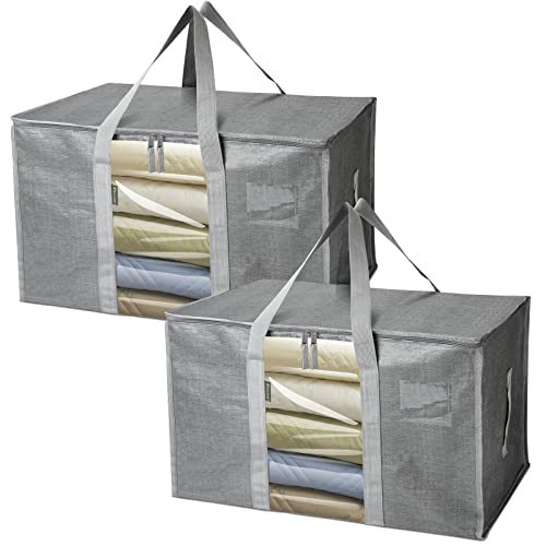 2 Pack Oversized Moving Bags with Reinforced Handles (2-Pack / Grey-window)