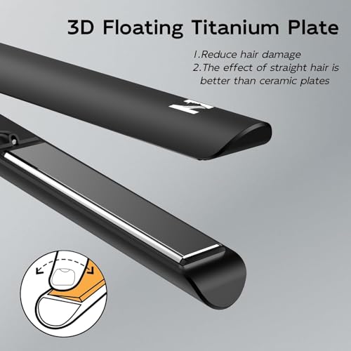 Titanium Flat Iron Hair Straightener and Curler 2 in 1 (Black Gold)