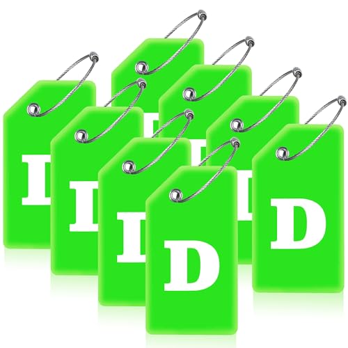 8 Pack Initial Luggage Tags for Suitcases Airplane Travel Essentials (Green / Letter D)