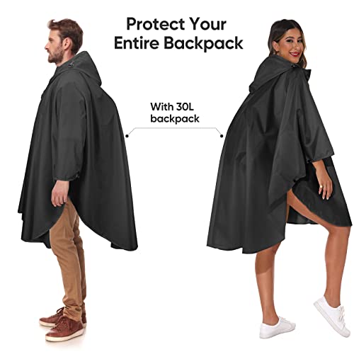 Rain Poncho for Adults with Zipper (One Size / Antique Foliage)