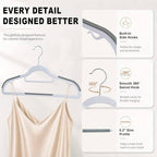 50 Pack Plastic Clothes Hangers (Gray / Grey-50pack)
