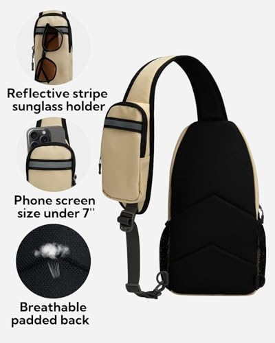 Crossbody Sling Backpack Sling Bag Travel Hiking Daypack (Z-beige / Small)