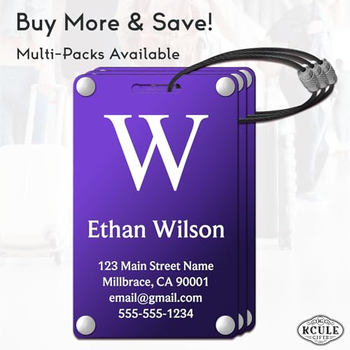 Personalized Luggage Tags (Sleek Bar-purple)