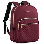 Laptop Backpack Purse for Women (Wine Red / 15.6-Inch)