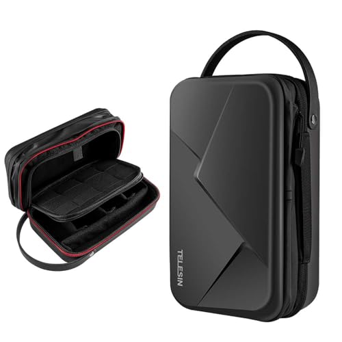 Large Carry Case Carrying Travel Bag for GoPro Max Hero 13 12 11 10 9 8 7 6 5 DJI Action 3 4 5 Osmo Pocket 3 Insta360 X3 X4 X5 Go3 Ace Pro AKASO Battery Charger Strap Mount Accessories (Large / Black)