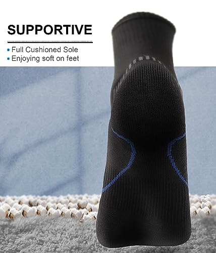 Men 6 Pack Athletic Compression Crew Socks for Running Gym Sports (7-8 / Black 4133)