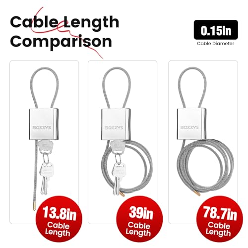 Cable Lock with 3 Keys (silver-L 6.56ft(2m),D 1/6in(4mm))