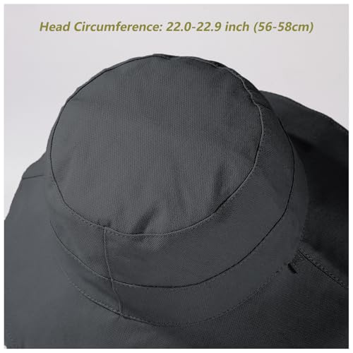 Womens Sun Hats Wide Brim Reversible Bucket Cotton Hat Packable Summer Travel Cap with Hat Clip (Medium / Black)