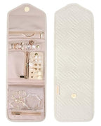 Travel Jewelry Organizer Case Foldable Jewelry Roll (Small / Beige)