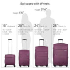 16 Inch Underseat Carry On Luggage with Wheels Small Suitcase Softside Luggage Bags for Travel Lightweight Suitcases with Wheels Travel Luggage Personal Item for Men and Women (Purple / 16 Inch)