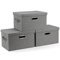 Medium 15" 21 Quart Collapsible Stackable Storage Bins with Lids (Gray1 / Medium -3 Pack)