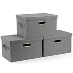 Medium 15" 21 Quart Collapsible Stackable Storage Bins with Lids (Gray1 / Medium -3 Pack)