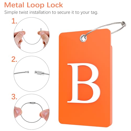 2 Pack Initial Luggage Tags for Suitcases Airplane Travel Essentials (Large B / Orange)