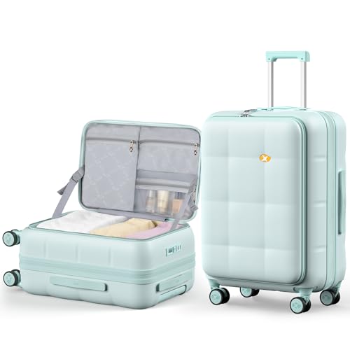26 Inch Large Expandable Checked Luggage Hard Shell Suitcase Aquamarine (26 inch / Aquamarine)