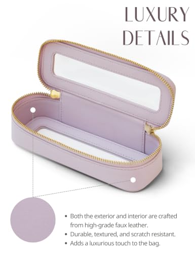 Clear Makeup Bag Travel Cosmetic Case Transparent Toiletry Bag with Zipper (Purple / Minimalist)