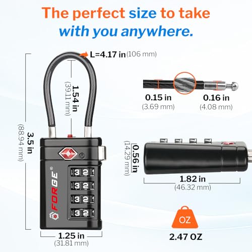 Open Alert Indicator TSA Approved Luggage Locks 4 Digit Combination TSA Travel Locks with TSA008 (Black)