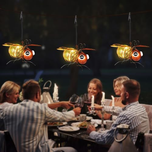 2 Pack Bee Solar Hanging Lantern Outdoor Garden Decor (Bee)
