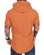 Mens Fashion Hoodies Sport Pullover Solid Color Shirt Workout Lightweight Tops Orange (Small / Orange1)