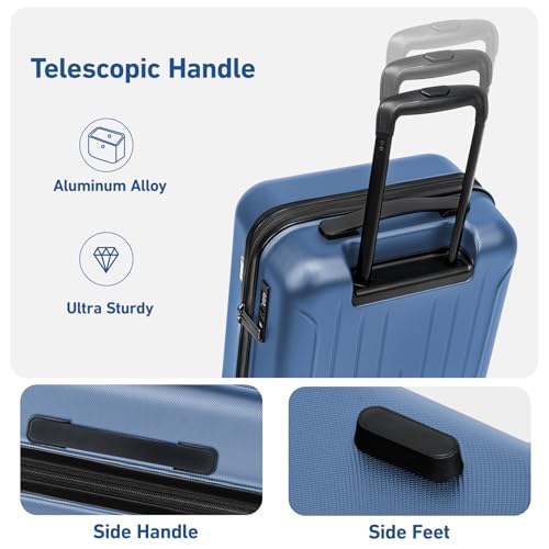 24 Inch Medium Luggage Checked TSA Approved Suitcase (Royalblue / 24" Checked)