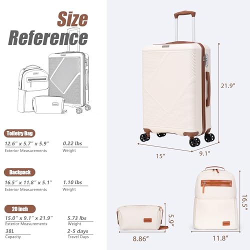Carry On Luggage 22x14x9 Airline Approved (Blue / 3PCS)