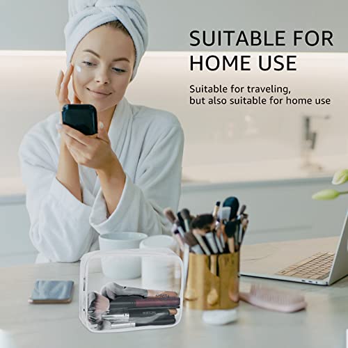 4Pcs Crystal Clear PVC Travel Toiletry Bag Kit for Women Men (4pcs White / 1 Large, 2 Medium, 1 Small)