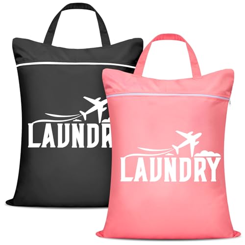 2 Pcs Large Travel Laundry Bags (Black+pink)
