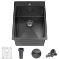 15 x 20 x 9 Inch Black Drop In Kitchen Bar Sink (Black / 15''X20''X9'' Bottom Grid)
