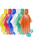 Disposable Adult Rain Ponchos Clear Emergency Raincoat (One Size / Clear Multicolor Boxed)