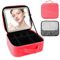 Makeup Bag with 10x Mirror (Light Red / Makeup bag with LED lights)