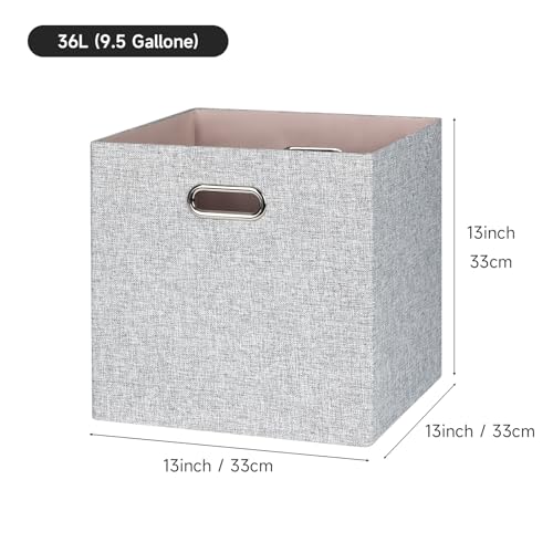 Collapsible Storage Bins (13×13×13/4pcs / Woven Gray)