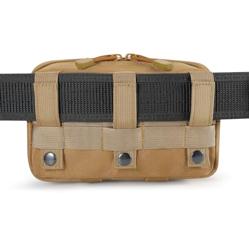 Tactical Molle Admin Pouch Utility Laser Cut EDC Tool Pouch Bag Horizontal Modular Pouches Include US Flag Patch and Keychain (Tan)