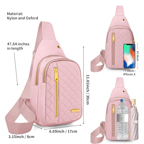 Small Sling Bag For Women Men Casual Crossbody Sling Backpack (Pink)