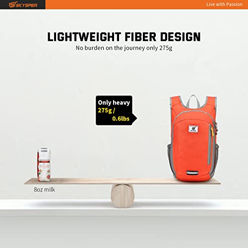 Small Daypack 10L Hiking Backpack Packable Lightweight Travel Day Pack for Women Men (10l / Orange)