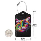 Cat Leather Luggage Tag with Stainless Steel Ring (1 PCS / Cat2)