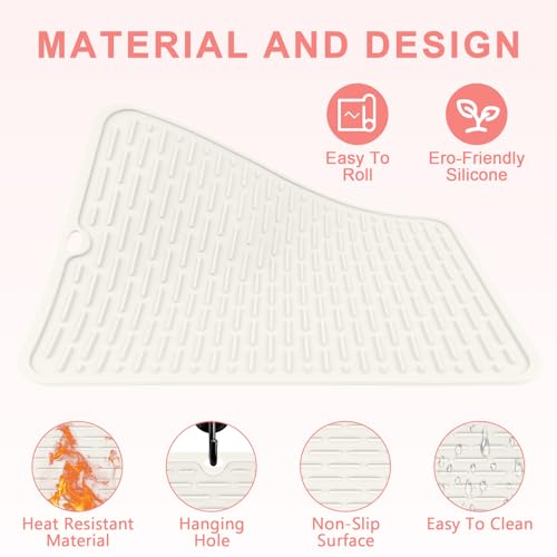 Oversize Silicone Heat Resistant Mat for Hair Tools (Ivory)