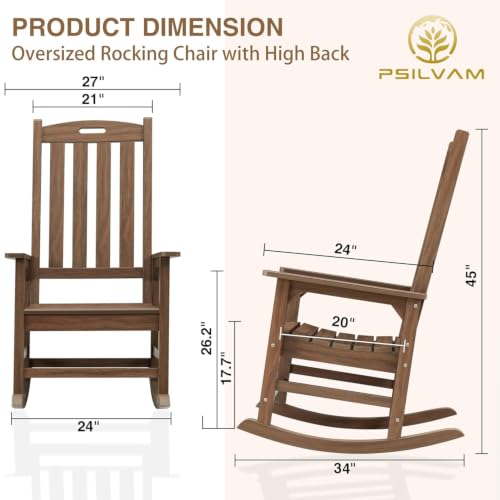 Outdoor Rocking Chair Set of 2 (Dark Brown / 2 pack)