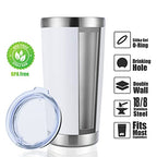 20oz Stainless Steel Tumbler Bulk with Lid (4 Count (Pack of 1) / Powder White)