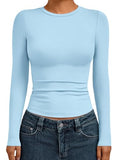 Womens Long Sleeve Shirts Basic Compression Tops Baby Blue S (Small / Baby Blue)