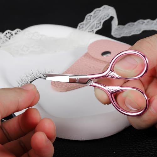 Small Pointed Scissors for Women Men Facial Hair (Pink)