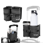 Luggage Travel Cup Holder Hands Free Drink Caddy for Suitcase Handle. Perfect Airplane Travel Essential Accessory Gift for Frequent Traveler (Dark Gray)