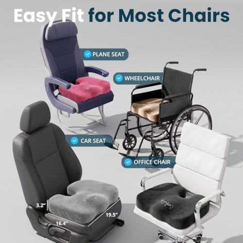 Extra Large Gel & Memory Foam Seat Cushion (Charcoal / X-Large)