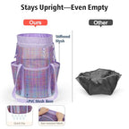 Mesh Shower Caddy Portable with Drawstring (Purple Grid)