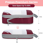 Compression Packing Cubes for Travel (Burgundy / 6 set-Half Mesh)