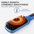 Ceramic Ionic Hair Straightener Brush (Gentian Blue)
