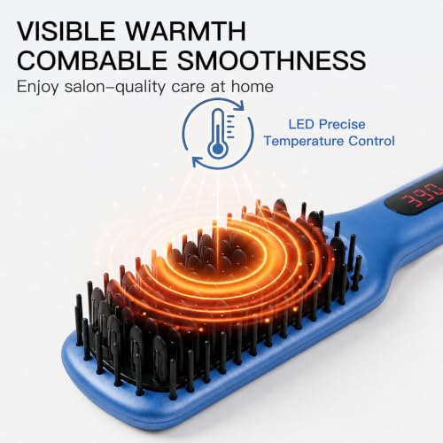 Ceramic Ionic Hair Straightener Brush (Gentian Blue)